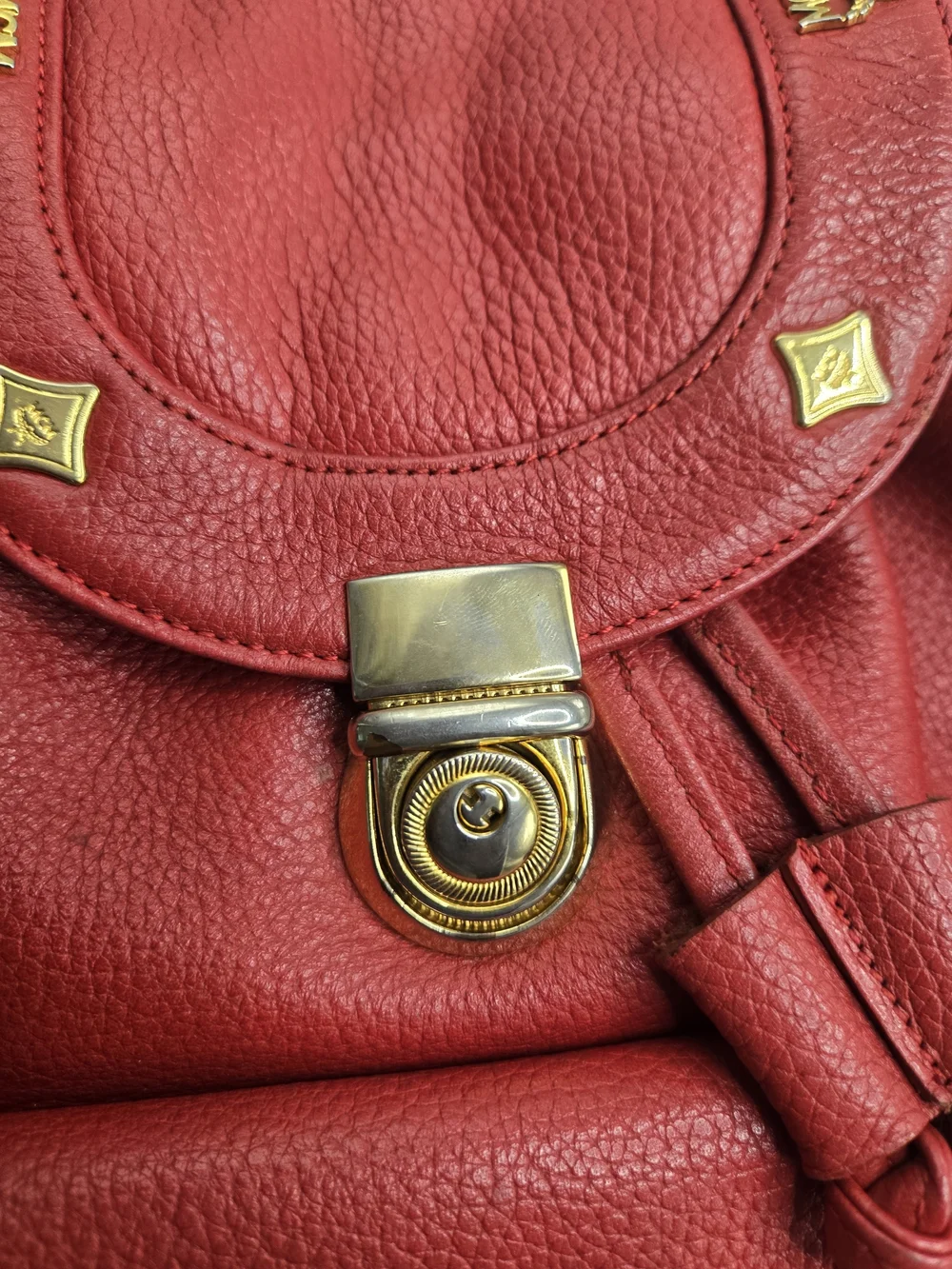 Authentic MCM Red Leather Mini Backpack